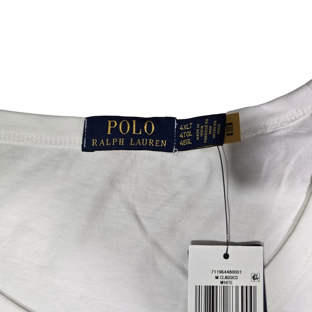 Polo Ralph Lauren Mens 4XLT White T Shirt Embroidered Logo Blue Pony Cotton $80 - Picture 5 of 9